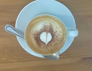 Oat flat white at Luna's Vegan Corner in Cardiff