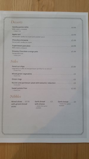 Menu at Luna's Vegan Corner in Cardiff