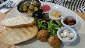 Greek mezze at Luna's Vegan Corner in Cardiff