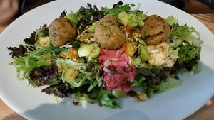 Buddha Bowl with falafel at Luna's Vegan Corner in Cardiff
