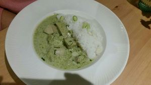 Thai Jack Fruit Coconut curry and rice at Luna's Vegan Corner in Cardiff