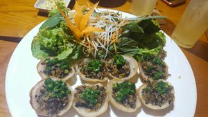 Traditional banh khot cake with smell of good coconut milk at Hu Tieu Chay Cay De - Tan Phu in Ho Chi Minh City