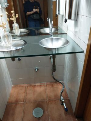 Foot-operated faucet saves water. at Gosto Superior in Braga