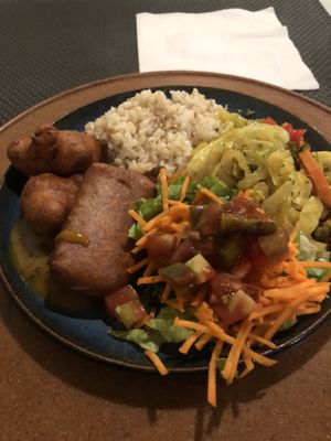 Seitan dish, with nice tastes of vegatables. Cinnamon tea..  at Gosto Superior in Braga