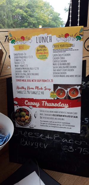 Menu at The Glass Cafe in Edinburgh