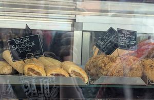 Some of the window selection at Llangollen Oggie Shop & Fine Foods in Llangollen