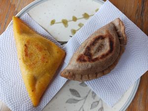 Empanadas at Tienda GranOla in Bogota