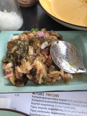 Eggplant salad at Allas Souvlaki & More in Paros