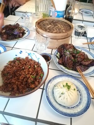 Side rice dish, vegan bao, eggplants  at Petit Bao in Paris