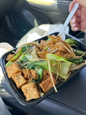 Loaded with Tofu and veggies… so goodd  at Cravings Deli in Portage