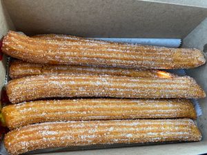 Box of freshly prepared vegan churros 3/20/21.
Thank you Churros Tinoco ur the best! at Churros Tinoco in East Dundee
