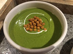 Veggie soup with crispy chickpeas at VAST Cali Eatery in Taipei