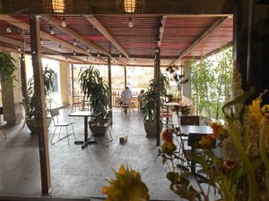 Patio on Santa Monica Blvd.  at Val's Vegan Bake Shop in Hollywood