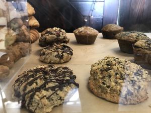Chocolate and Strawberry Scones and muffins ! at Val's Vegan Bake Shop in Hollywood