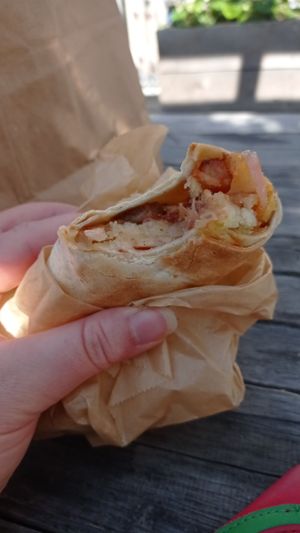 The burrito. Usually not a fan of potato but this one was quite nice! I recommend! at Sunday's Coffee in Paris