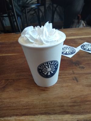 Vegan white chocolate mocha with cream! at Sunday's Coffee in Paris