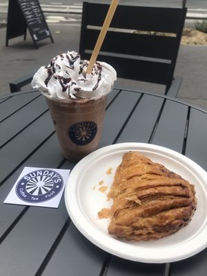 Mocha frapp and apple turnover  at Sunday's Coffee in Paris