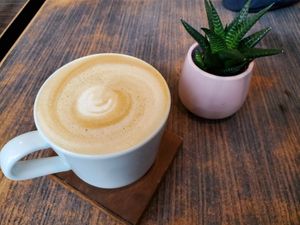 Coffee latte with oat milk at Sunday's Coffee in Paris