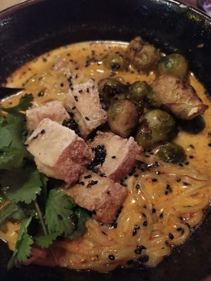 Deep fried brussels sprouts (amazing) with coconut sauce at Kokomo Noodle Club in Hamburg