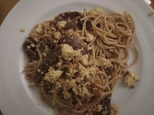 Veggie "Carbonara"pasta at Circolo Arci Impatto Zero in Pavia