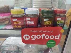 4 different vegan sambals for sale there. at Velan Express in Surabaya