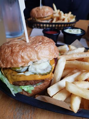 Vegan cheese burger at The Guildford Hotel in Guildford