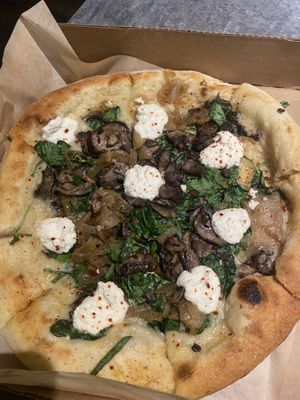 Spinach and mushroom pizza  at True Food Kitchen in Phoenix