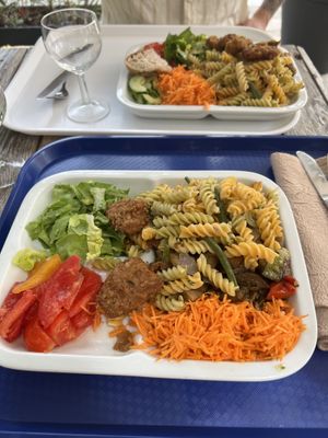 pasta, tofu bites, various veg & salad. also came with bread. great portion €15  at Bio's in Cavaillon
