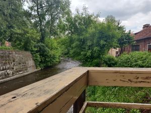 A corner table at Uzupio Kavine in Vilnius
