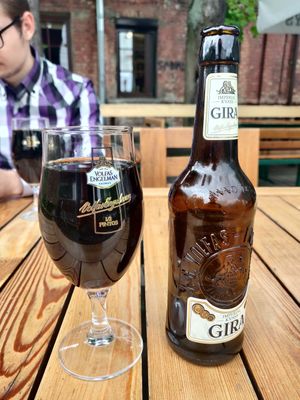 One of Lithuania's traditional non alcoholic beverages - gira at Uzupio Kavine in Vilnius