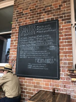 Menu at Santos Cafe in Mullumbimby