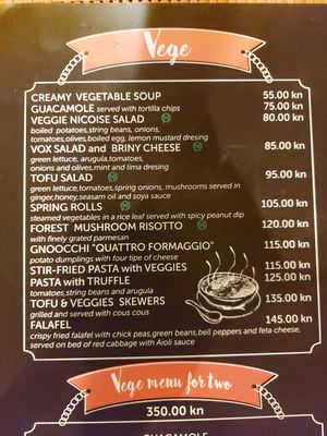 Vege menu : most of it is vegan at Populi Vox in Dubrovnik