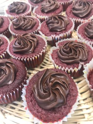 Red Velvet Cupcakes  at Frannie's Vegan Cafe in Johnson City