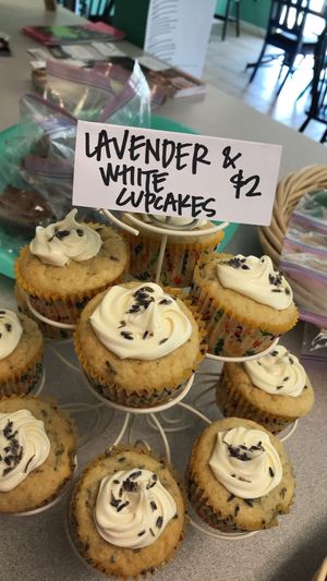 Lavender Cupcakes  at Frannie's Vegan Cafe in Johnson City
