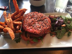 Vegan beetroot burger at JW's Brasserie in Westport