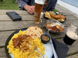 Vegan options were delicious. Top quality...OK, options are limited but that's par for the course. Besides, a vegan raspberry gin 'cheesecake' for pud! Great old pub   at The Ship Inn in Harverfordwest