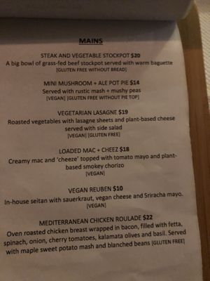 Menu at Jindy Inn in Jindabyne