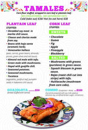 Menu at Veggicano Plant Based in Mexico City