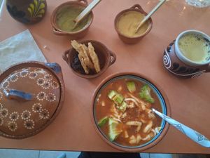 Tortilla soup at Veggicano Plant Based in Mexico City