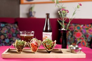 Trilogia de tacos (Barbacoa, Birria, Pastor, Alambre)  at Veggicano Plant Based in Mexico City