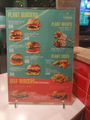 Menu, also meat options at Vedang - green burger | Alexa in Berlin