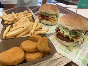 Beyond Burger & Chicken Burger + Cheese & Bacon on both  at Vedang - green burger | Alexa in Berlin