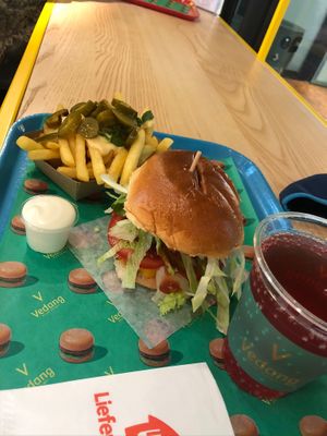 The rhubarb soda was so nice! And the Mayo was obviously delicious.  at Vedang - green burger | Alexa in Berlin