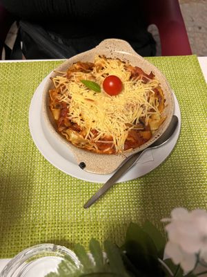 Vegan lasagna  at Senhor Frog's in Albufeira