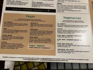 Vegan selections  at Pepe's Cantina in Winter Park