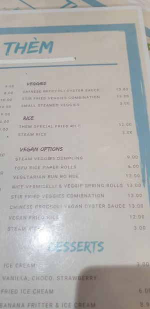 Vegan options at Thèm in Docklands