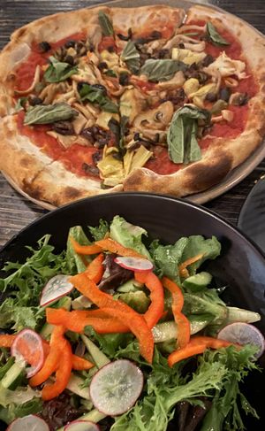 Pizza & salad   at Boom + Batten in Victoria