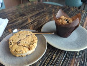 Vegan ice cream sandwich and muffin... at Boom + Batten in Victoria