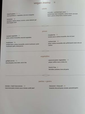 Vegan menu - lunch at Boom + Batten in Victoria