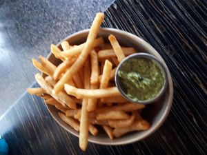 Fries with broccoli pesto at Boom + Batten in Victoria
